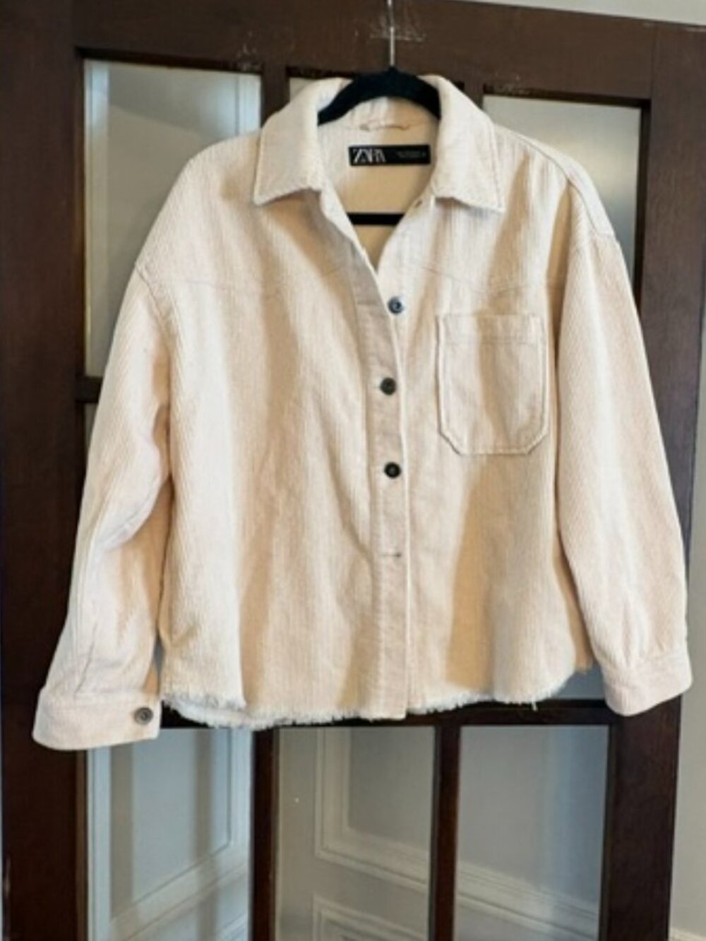 Zara Cream Corduroy Shacket, Size Small